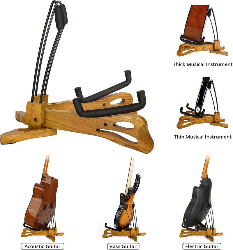 DIDA Guitar Stand, Guitar Stand for Acoustic Guitar, Foldable Wooden Guitar Floor Stand with Non-slip Rubber and Soft Foam, Portable Musical Instrument Holder (Zebrawood) - Image 4